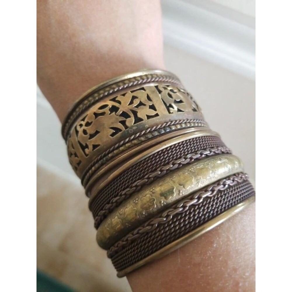 Vintage bronze cuff bracelets lot of 2